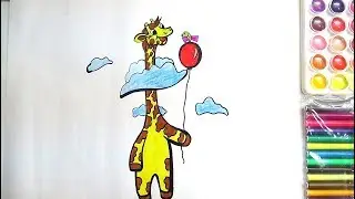 DRAW AND COLOR GIRAFFE COLORING PAGE FOR KIDS