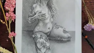 Graphite Pencil Portrait Female Nude #3 #nudedrawing #timelapse #nude #graphite #drawing #tattoo