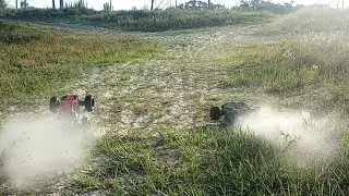 Traxxas 1/16 E-Revo VXL vs Mini XRT VXL Head to Head 3s Sand Drag! 🔥🚀#traxxas