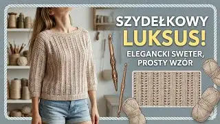 NR/41 MAJA Wiosenny Siateczkowy Sweter na Szydełku, Ażurowa szydełkowa bluzka /Crochet Sweater