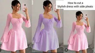 Sweetheart Neckline Basque Fit-and-Flare Dress with Bell Sleeves #tutorial 
