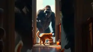 The cat's trap and the gorilla's rage. #aifunnycat, #aifunnyanimals, #aifunnyvideo