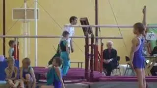 Rīgas Vingro&scaron;anas skolas meistarsacīkstes 05.2014. Michel Bruno Ader - 6 years old. Parallel bars