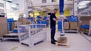 Ergonomic pick-up of workpieces from low positions with tube lifter Jumbo | 80 kg | Schmalz