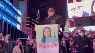 Crowds Gather in Times Square to Honor Michelle Go After Deadly Subway Push