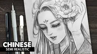 Draw princess Chinese | semi realistic style l Huta Art