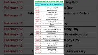 Important days in February 2025