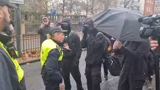 Bristol, England Violent Antifa militants gathered for an attack on right wing party UKIP
