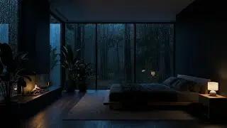 Pure Escape: Rainy Night Ambience with Fireplace and Bed Glow - Relieve Anxiety and Sleep Fast ✨