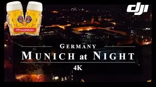 M&uuml;nchen City at Night 🇩🇪 Drone Aerial 4K | Germany Deutschland Duitsland