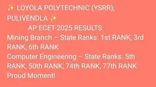 Loyola Polytechnic (YSRR)-APECET-2025-Results | #Btechveeru