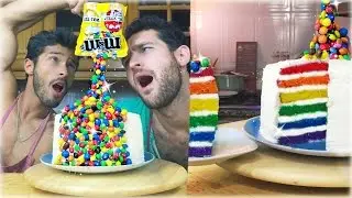 Receita bolo arco-&iacute;ris - cascata de m&m's - SEXY FUNNY KITCHEN ep 14