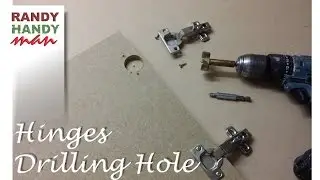 Drilling holes for concealed door hinges. Making holes for cupboard hinges.