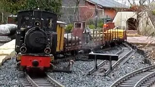 Gartenbahn mit Echtdampf - 99211 mit Rungenwagen unterwegs