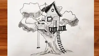 How to Draw a TREE HOUSE | Tree House Drawing