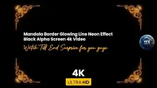 Mandala Border Glowing Line Neon Effect Black Alpha Screen 4k Video #mandala #greenscreen #neon