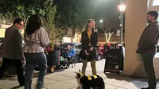 Dream Achievers Alice Jen, Lawrence Wang, + friend, Frank Prenot , busking in Palo Alto:JUMP