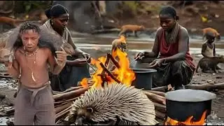 🦔 Hadza Hunters Catch a Porcupine & Cook It in the Wild