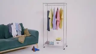 art moon Buffalo Wardrobe on Wheels, Heavy Duty Clothes Rail with 2 Shelves