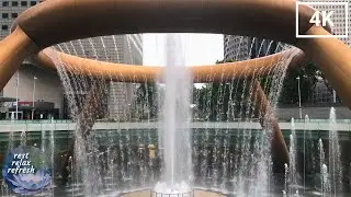 Relaxing Water Fountain Sounds from Singapore's Fountain of Wealth in Suntec City on a Drizzling Day