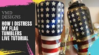How to Distress a Flag Tumbler Using Spray Paint, Inks, and Pigments