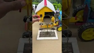 Mini Cement Mixer se RCC Pillar Casting 😱 | DIY Mini Tractor Construction Work | Satisfying Shorts