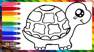 How To Draw A Turtle 🐢 Drawing And Coloring A Turtle 🌊🌈 Drawings For Kids
