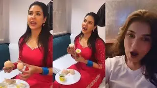 Sonam Bajwa eating two yolk egg for the first time, Shiny Doshi slumber party with her friend