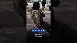 ICE agents slip and slide on icy streets ❄️ hilarious fail!