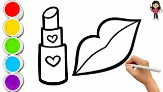 How To Draw Lipstick And Lips For Kids | Easy Step By Step Drawing And Coloring