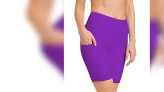 Solid Swim Pockets Pants Women Beautiful Stitching Beach Swimwear Bottom in Purple