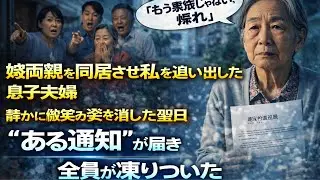 「もう家族じゃない、帰れ」嫁両親を同居させ私を追い出した息子夫婦。静かに微笑み姿を消した翌日、“ある通知”が届き全員が凍りついた【シニアライフ】【60代以上の方へ】