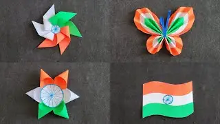 Republic day Badge making Ideas | DIY 4 Badges for 26th January | Tricolor Paper Badges making Part1