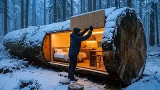 Building A Secret Room Inside A Tree Trunk Over...