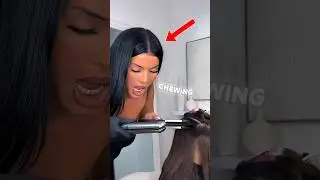 her chewing gum fell out onto her hair😳