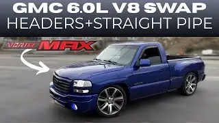 2004 GMC Sierra 6.0L SWAP V8 с коллекторами и прямой трубой!