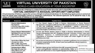 Virtual University of Pakistan - Job Opportunities in Multiple Positions