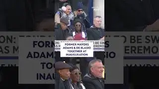 Former mayors Eric Adams and Bill de Blasio are sitting together at Mamdani's inauguration 👥