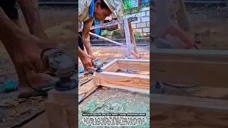 Wood Frame Smoothing Using Angle Grinder | Efficient Woodworking Finishing.