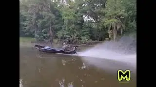 Mud-Skipper Feather Lite surface drive mud motor 14&rsquo; boat gets great performance