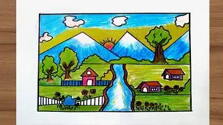 How to Draw Our Environment Drawing | World Environment Day | Nature Drawing 🌍️🏞️