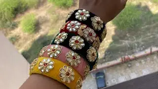 Velvet Stone Kade Bangles/indian Bangles/punjabi Bangles Set || black velvet bangle set|| tranding