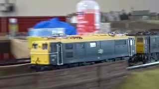 The B.M.Rly.S on OO Gauge Layout - x2 Class 76 EM1 BR Blue Nos.E26048+E26046 with MainLine Freight.