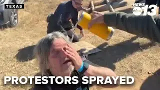 Protesters hit with chemical irritants outside Dilley Detention Facility