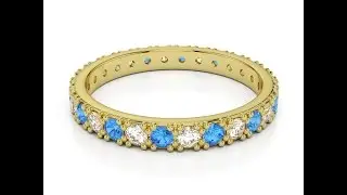 AGnSons YGold Blue Topaz Eternity Ring 1127