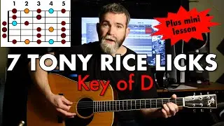 7 Tony Rice Licks in D // Bluegrass guitar lesson with TAB