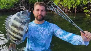 SOLO Hand Spear! EAT What I CATCH