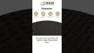 Garden Sofa Set Black PE rattan Large Adjustable Feet