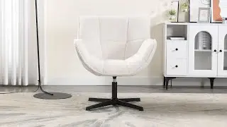 360&deg; Drehsessel Wohnzimmer,  Polstersessel mit Dicker Sitzfl&auml;che, Moderner Loungesessel, Wei&szlig;
