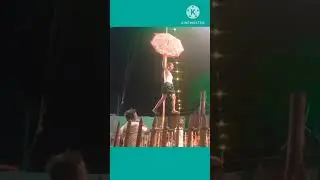 circus girl walk on rope with umbrella